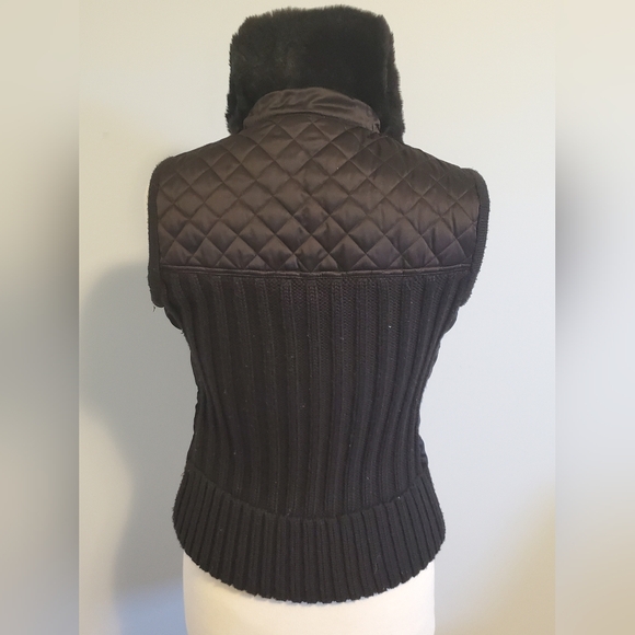 💥✨️ JUNE rabbit Fur/Leather Reversible black Vest - size M/L ✨️💥 - Picture 7 of 9